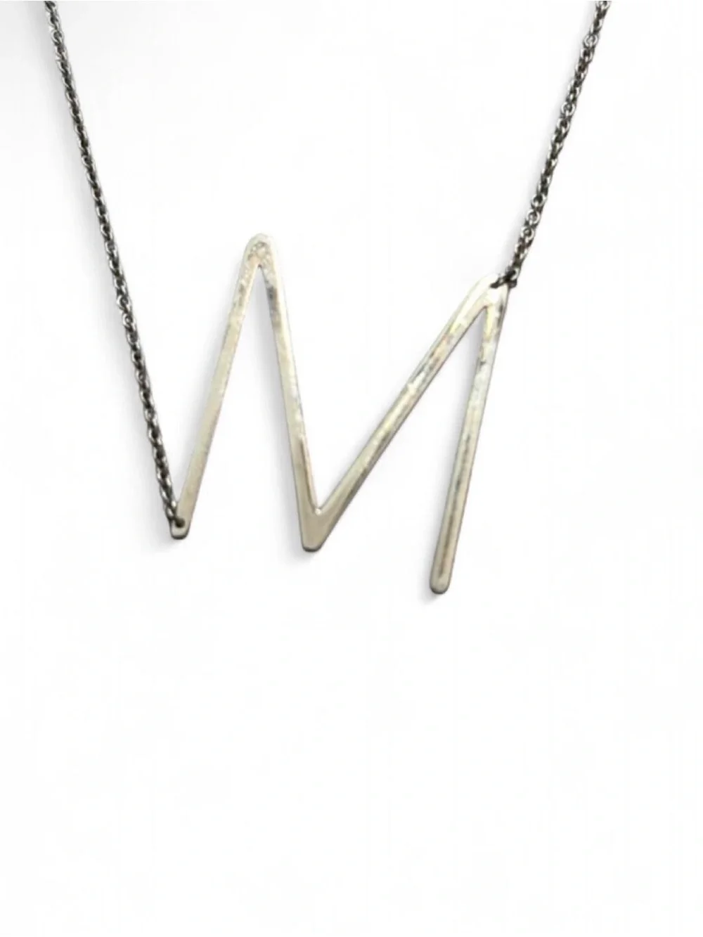 Silver Initial 'M' Pendant Necklace - Minimal Letter Charm